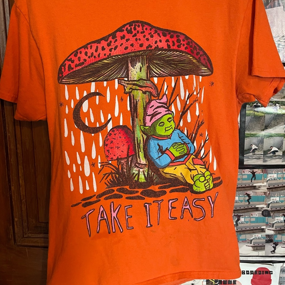 orange mushroom graphic tee